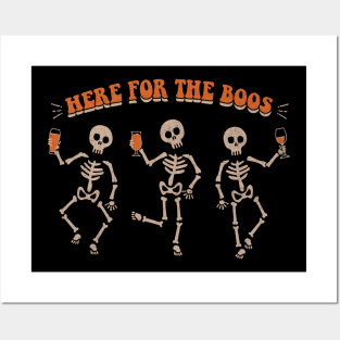 Boozy Halloween: Funny Drinking Skeletons Graphic Posters and Art